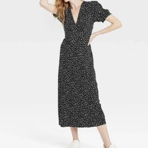 A New Day Black White Heart Puff Sleeve Dress